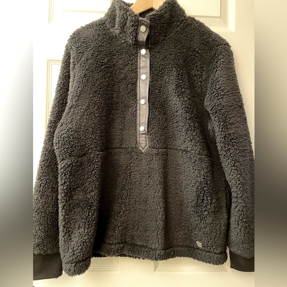 M: Fleece Calvin Klein Black Snap Neck Pullover Sweatshirt NWOT New!